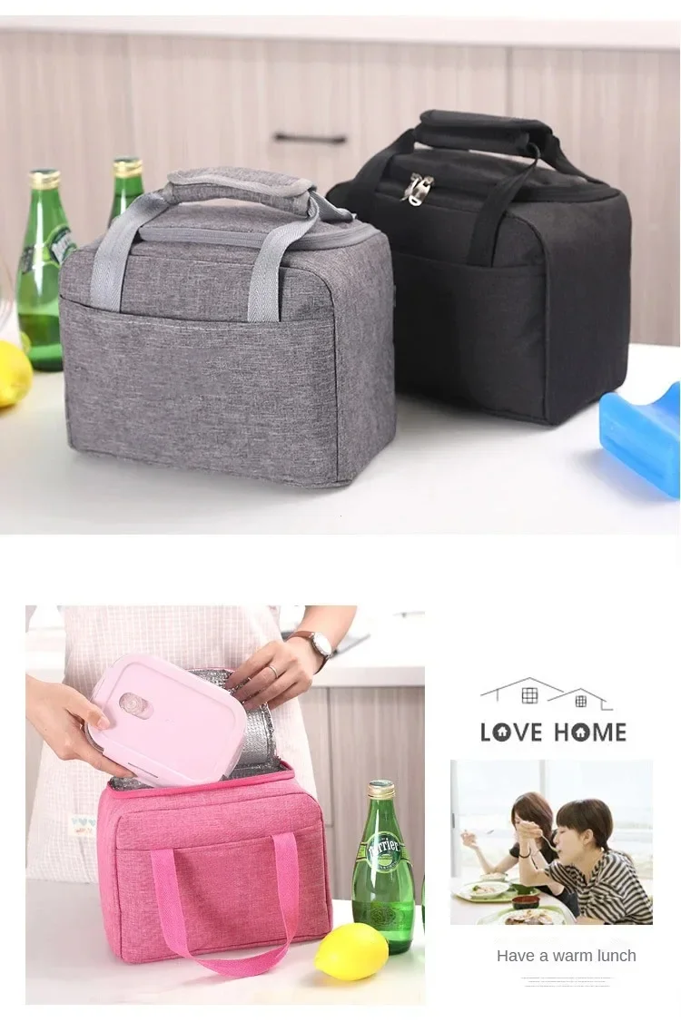 2025Portable Lunch Bag New Thermal Insulated Lunch Box Tote Cooler Handbag Bento Pouch Dinner Container School Food Storage Bags