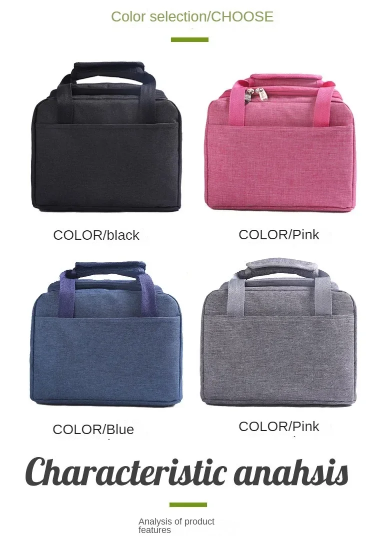 2025Portable Lunch Bag New Thermal Insulated Lunch Box Tote Cooler Handbag Bento Pouch Dinner Container School Food Storage Bags