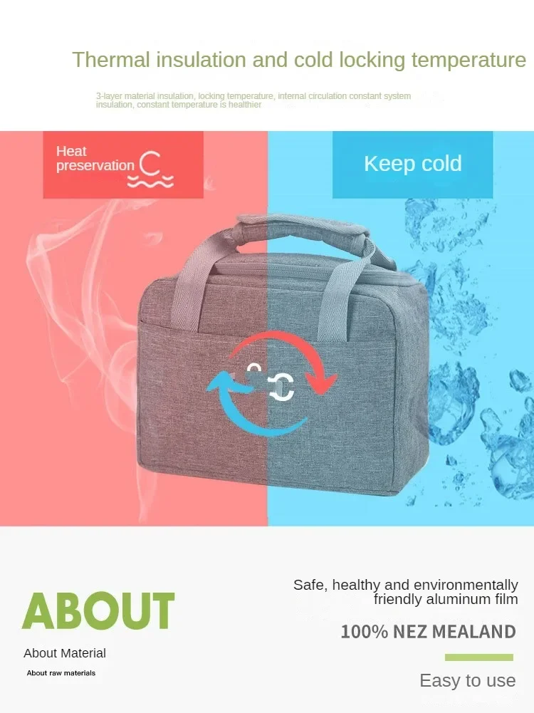 2025Portable Lunch Bag New Thermal Insulated Lunch Box Tote Cooler Handbag Bento Pouch Dinner Container School Food Storage Bags