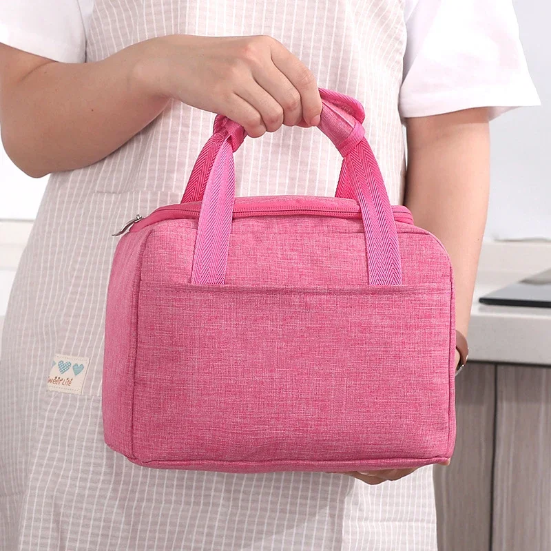 2025Portable Lunch Bag New Thermal Insulated Lunch Box Tote Cooler Handbag Bento Pouch Dinner Container School Food Storage Bags