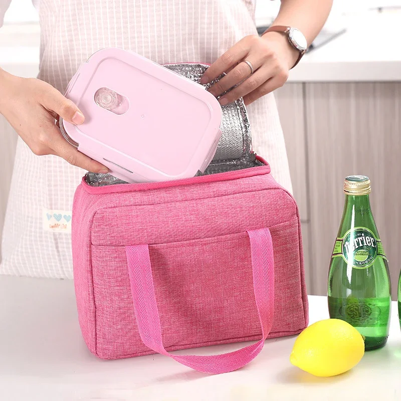 2025Portable Lunch Bag New Thermal Insulated Lunch Box Tote Cooler Handbag Bento Pouch Dinner Container School Food Storage Bags