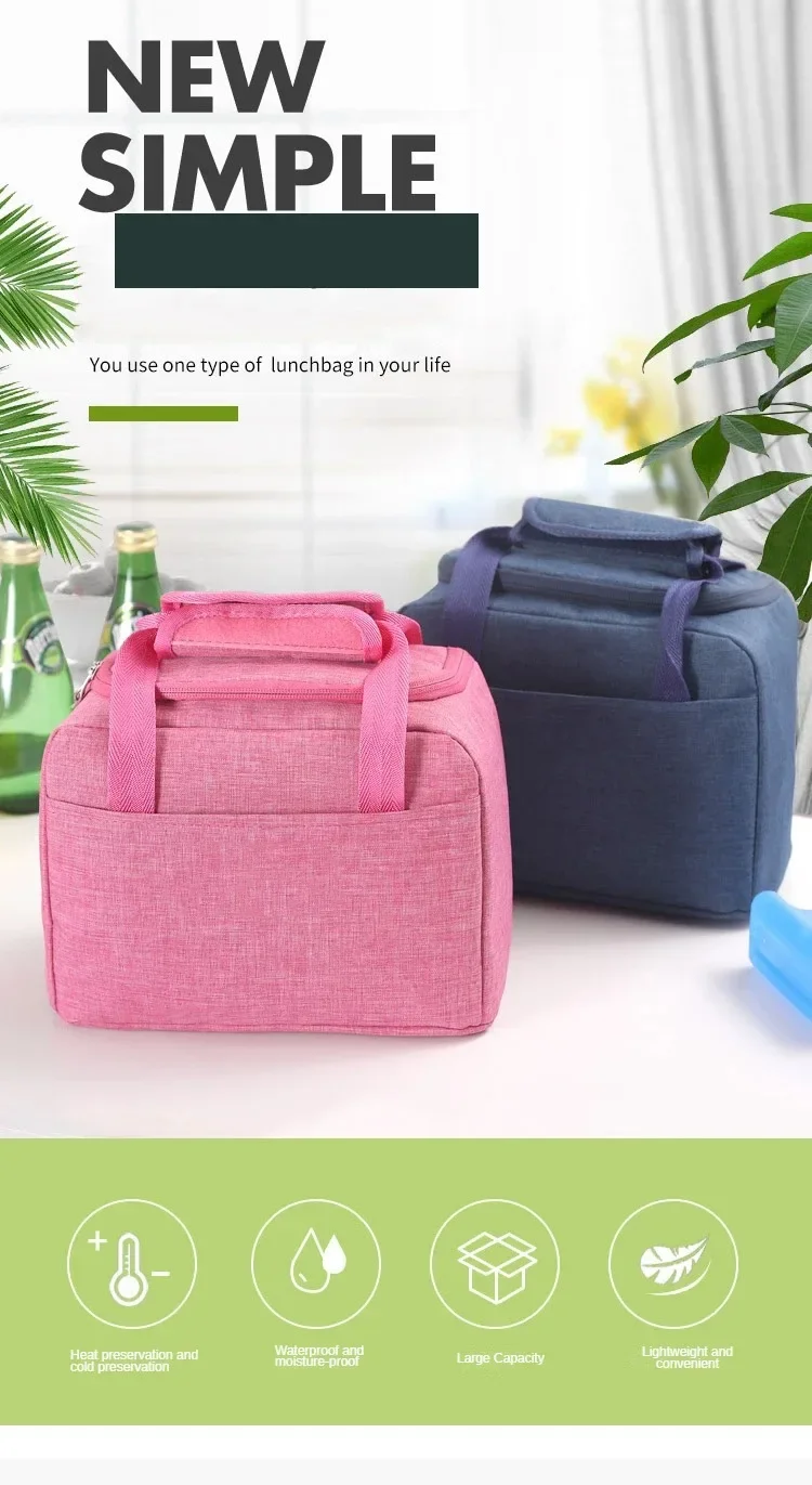 2025Portable Lunch Bag New Thermal Insulated Lunch Box Tote Cooler Handbag Bento Pouch Dinner Container School Food Storage Bags