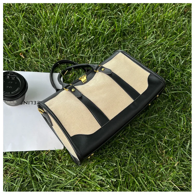 Women Travel Storage Handbag Vintage Fitness Luggage Bag Single Shoulder Crossbody Bag Large Nylon PU Leather Bag 2024 Handbags