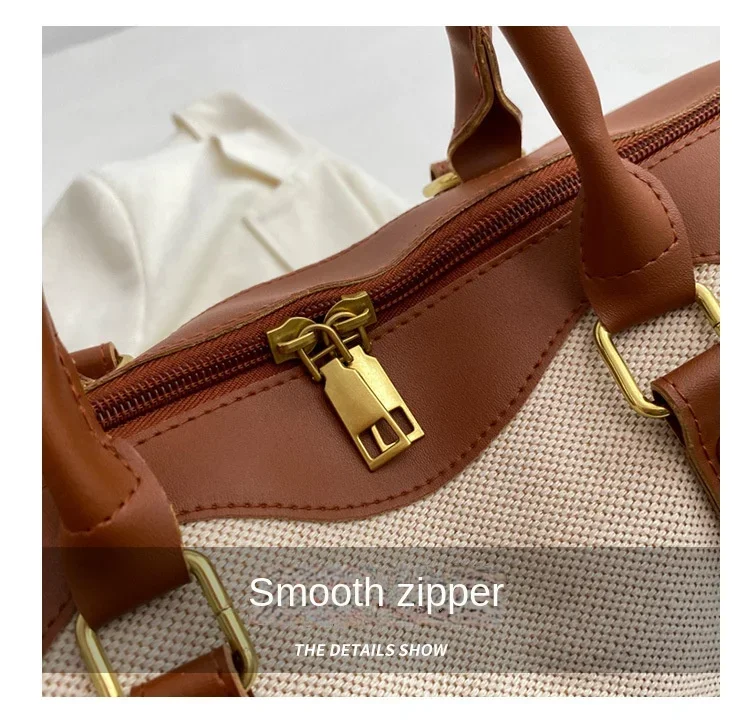Women Travel Storage Handbag Vintage Fitness Luggage Bag Single Shoulder Crossbody Bag Large Nylon PU Leather Bag 2024 Handbags