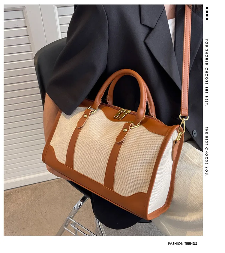 Women Travel Storage Handbag Vintage Fitness Luggage Bag Single Shoulder Crossbody Bag Large Nylon PU Leather Bag 2024 Handbags