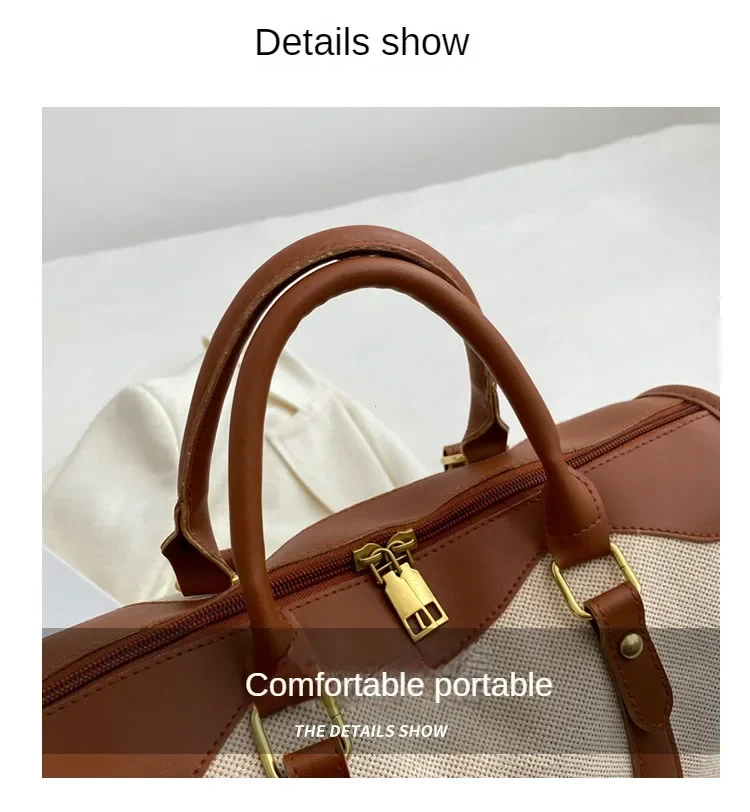 Women Travel Storage Handbag Vintage Fitness Luggage Bag Single Shoulder Crossbody Bag Large Nylon PU Leather Bag 2024 Handbags