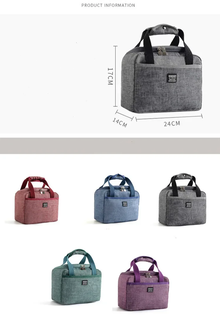 Insulated Lunch Bag Women Kids Cooler Bag Thermal Bag Portable Ice Pack Tote Canvas Food Container Food Picnic Bags