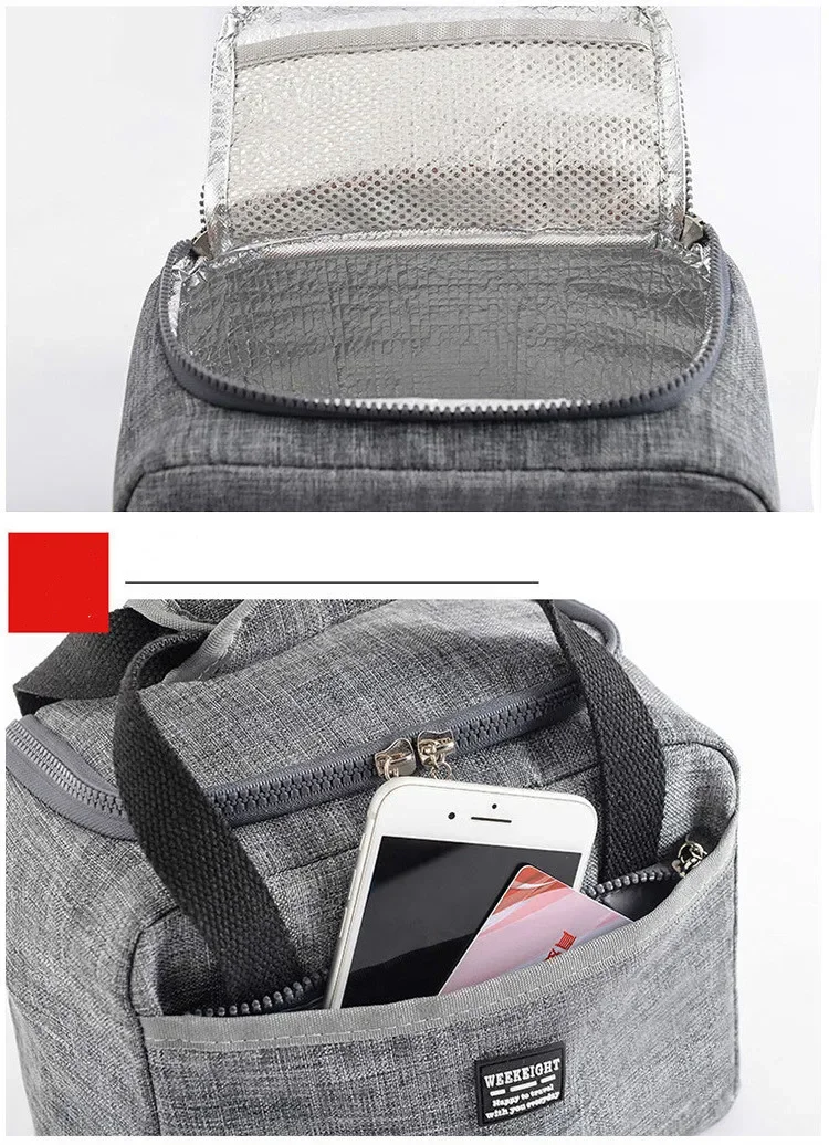 Insulated Lunch Bag Women Kids Cooler Bag Thermal Bag Portable Ice Pack Tote Canvas Food Container Food Picnic Bags
