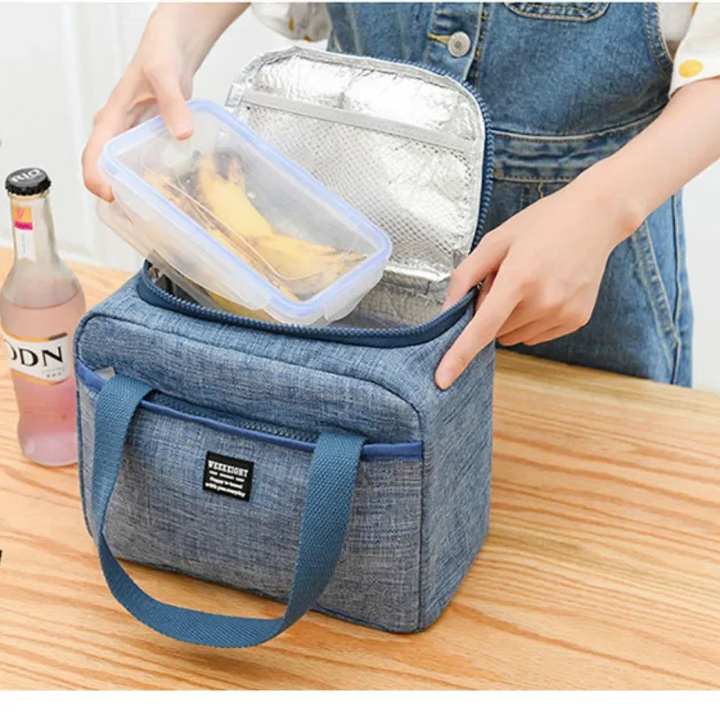 Insulated Lunch Bag Women Kids Cooler Bag Thermal Bag Portable Ice Pack Tote Canvas Food Container Food Picnic Bags