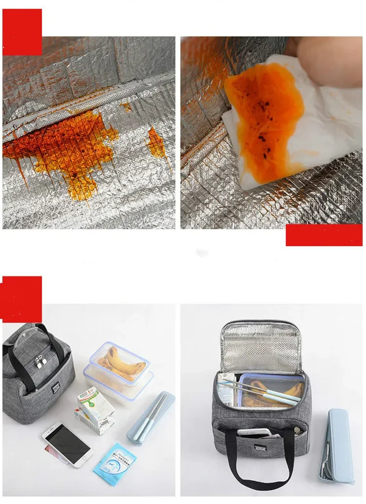 Insulated Lunch Bag Women Kids Cooler Bag Thermal Bag Portable Ice Pack Tote Canvas Food Container Food Picnic Bags
