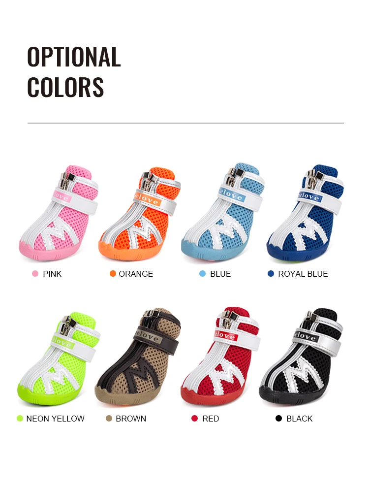 Truelove Mesh Fabric Dog Shoes Pet Dog Boots Waterproof Reflective Rugged Anti-Slip Sole Skid-Proof Outdoor for Small Dog S5911
