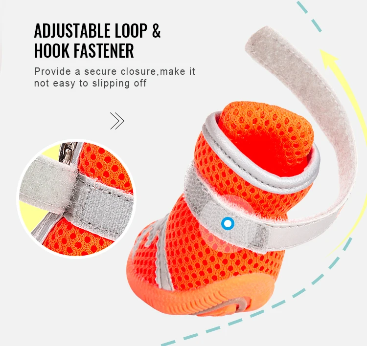 Truelove Mesh Fabric Dog Shoes Pet Dog Boots Waterproof Reflective Rugged Anti-Slip Sole Skid-Proof Outdoor for Small Dog S5911
