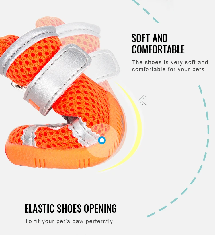 Truelove Mesh Fabric Dog Shoes Pet Dog Boots Waterproof Reflective Rugged Anti-Slip Sole Skid-Proof Outdoor for Small Dog S5911