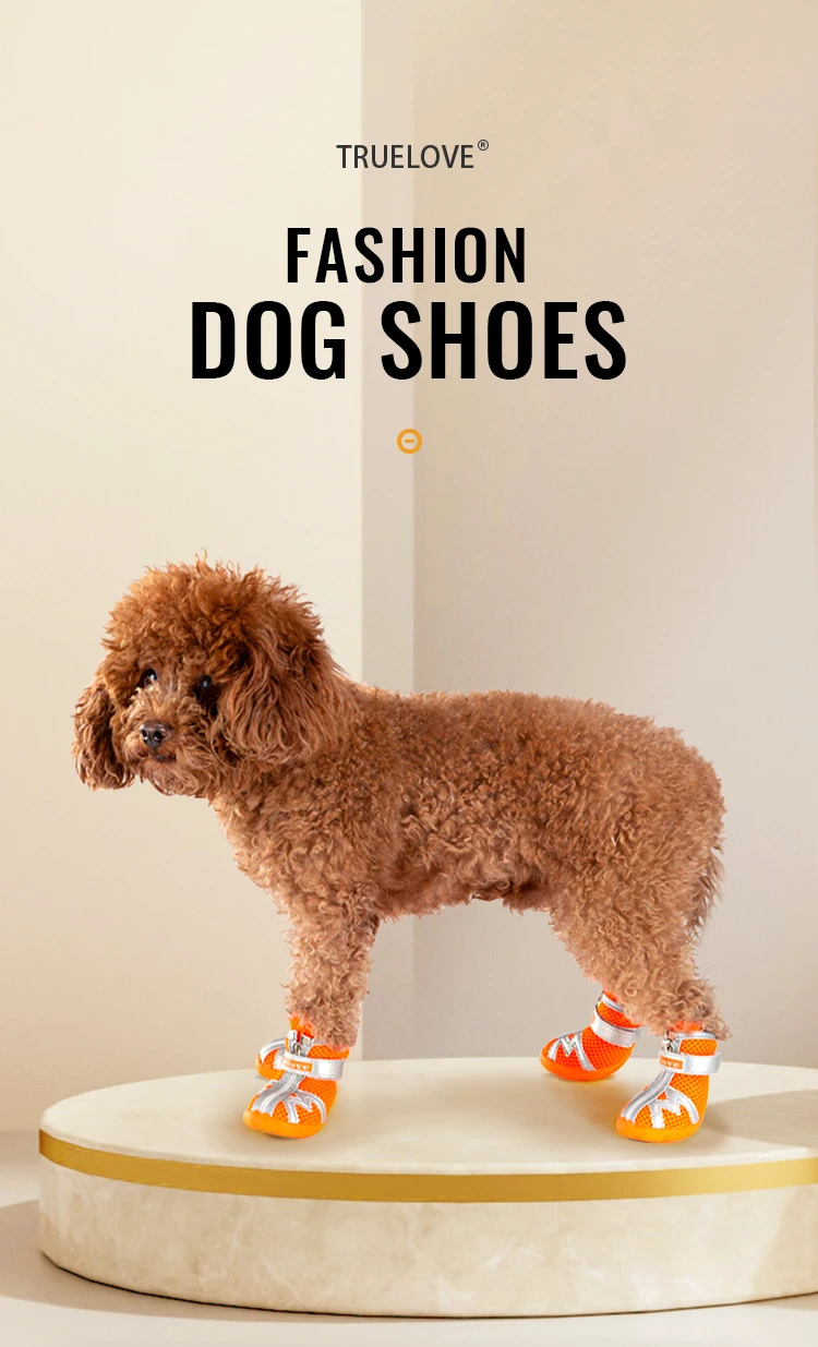 Truelove Mesh Fabric Dog Shoes Pet Dog Boots Waterproof Reflective Rugged Anti-Slip Sole Skid-Proof Outdoor for Small Dog S5911