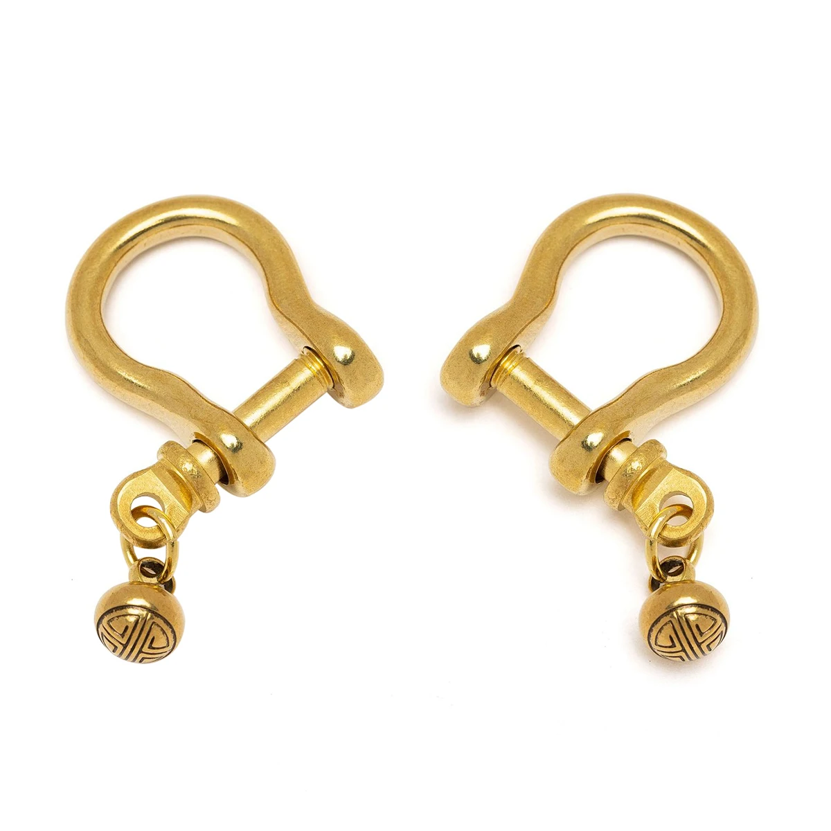 1x Brass Carabiner D Ring Shackle with Silent Bell Fob Clip Buckle Keyring Keychain Hook Parts Car Motorcycle Key Accessories