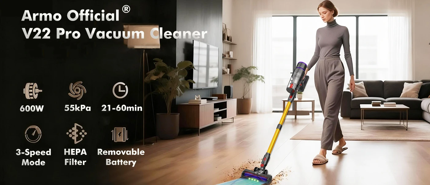 Armo V22 55kPa 600W Power Handheld Vacuum Cleaner 6 in 1 Cordless Vacuum Cleaner Smart Home Dust Cup Removable Battery
