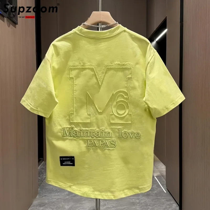 Supzoom New Arrival Summer Top Fashion Neutral Artistic Texture Embroidery O-neck Casual Heavy Cotton Ins Loose Men Tshirt