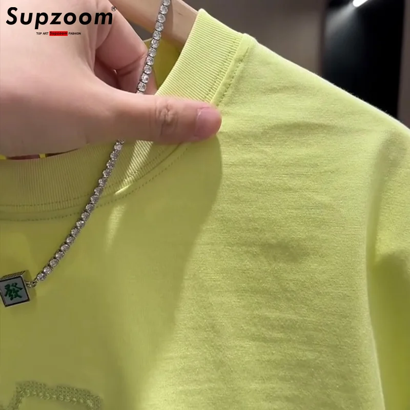Supzoom New Arrival Summer Top Fashion Neutral Artistic Texture Embroidery O-neck Casual Heavy Cotton Ins Loose Men Tshirt