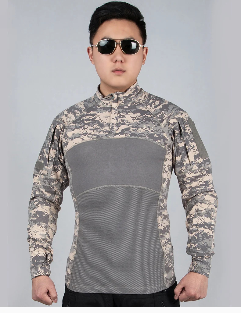 Men Outdoor New Tactical Camo Frog Shirts Wear Resistant Scratchproof Breathable T-shirt Climbing Combat Hunting Men Shirt