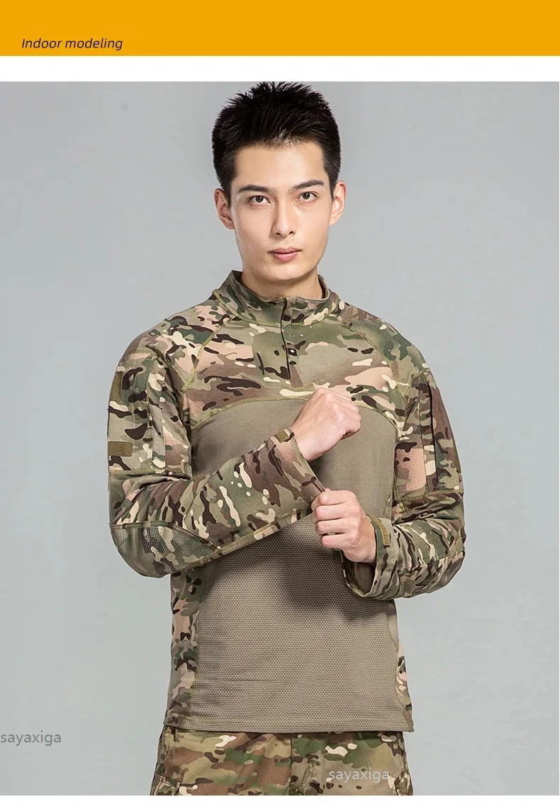 Men Outdoor New Tactical Camo Frog Shirts Wear Resistant Scratchproof Breathable T-shirt Climbing Combat Hunting Men Shirt