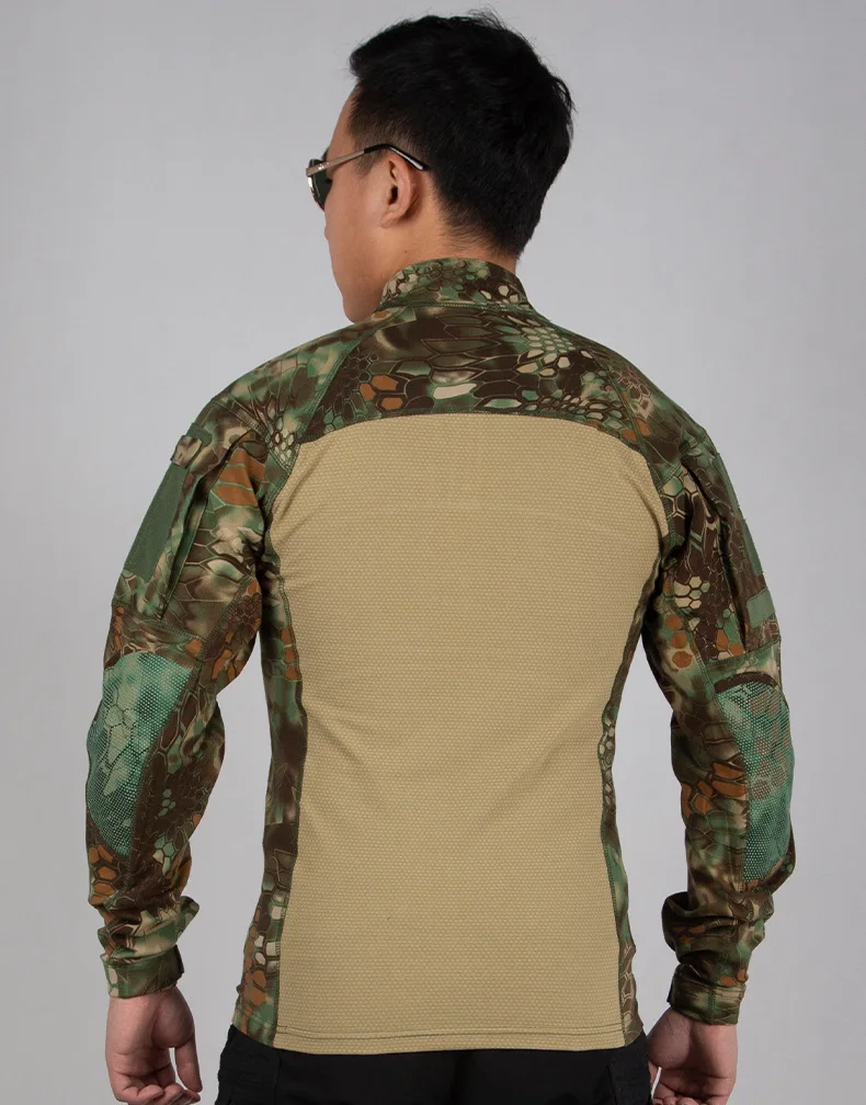 Men Outdoor New Tactical Camo Frog Shirts Wear Resistant Scratchproof Breathable T-shirt Climbing Combat Hunting Men Shirt