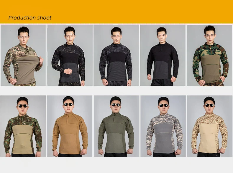 Men Outdoor New Tactical Camo Frog Shirts Wear Resistant Scratchproof Breathable T-shirt Climbing Combat Hunting Men Shirt
