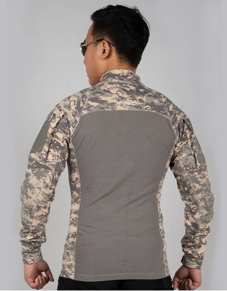 Men Outdoor New Tactical Camo Frog Shirts Wear Resistant Scratchproof Breathable T-shirt Climbing Combat Hunting Men Shirt