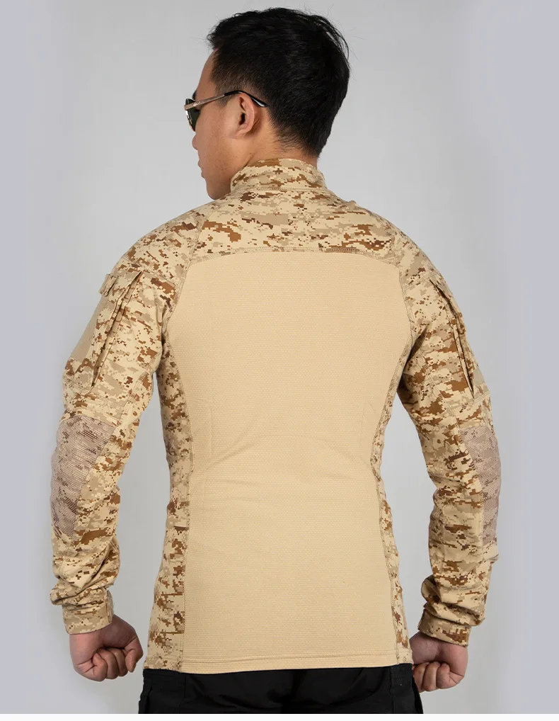 Men Outdoor New Tactical Camo Frog Shirts Wear Resistant Scratchproof Breathable T-shirt Climbing Combat Hunting Men Shirt