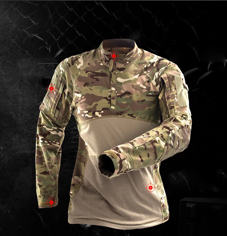 Men Outdoor New Tactical Camo Frog Shirts Wear Resistant Scratchproof Breathable T-shirt Climbing Combat Hunting Men Shirt