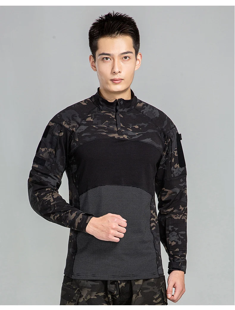 Men Outdoor New Tactical Camo Frog Shirts Wear Resistant Scratchproof Breathable T-shirt Climbing Combat Hunting Men Shirt