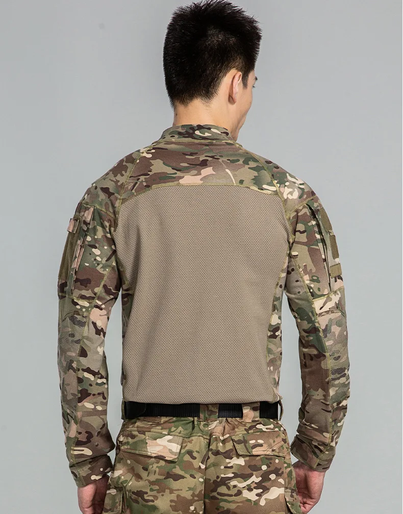 Men Outdoor New Tactical Camo Frog Shirts Wear Resistant Scratchproof Breathable T-shirt Climbing Combat Hunting Men Shirt