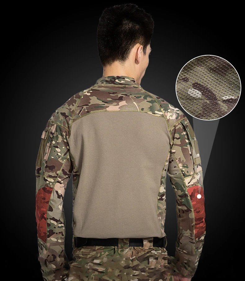 Men Outdoor New Tactical Camo Frog Shirts Wear Resistant Scratchproof Breathable T-shirt Climbing Combat Hunting Men Shirt