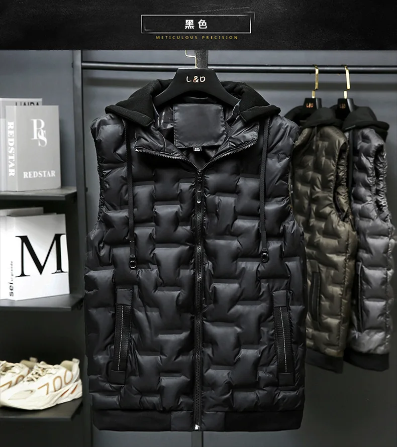 brand Autumn Winter New Men Cotton Vest Jacket Sleeveless Down Waistcoat Jacket Male Casual Vest Coat Plus Size 8XL