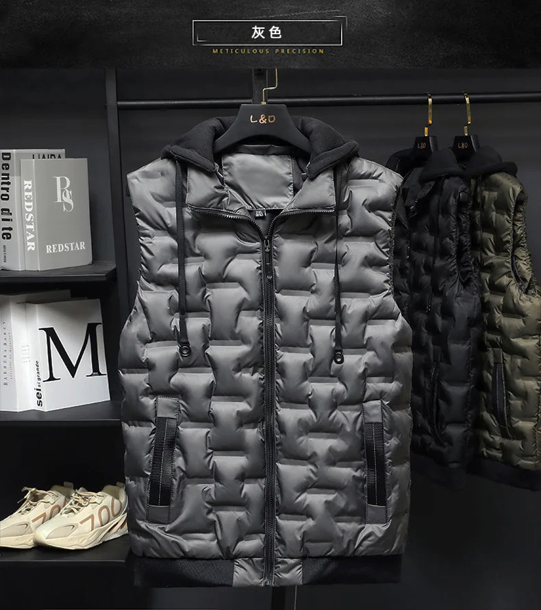 brand Autumn Winter New Men Cotton Vest Jacket Sleeveless Down Waistcoat Jacket Male Casual Vest Coat Plus Size 8XL