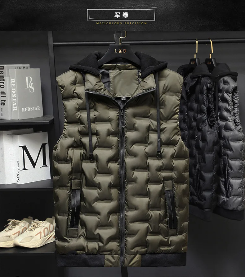brand Autumn Winter New Men Cotton Vest Jacket Sleeveless Down Waistcoat Jacket Male Casual Vest Coat Plus Size 8XL