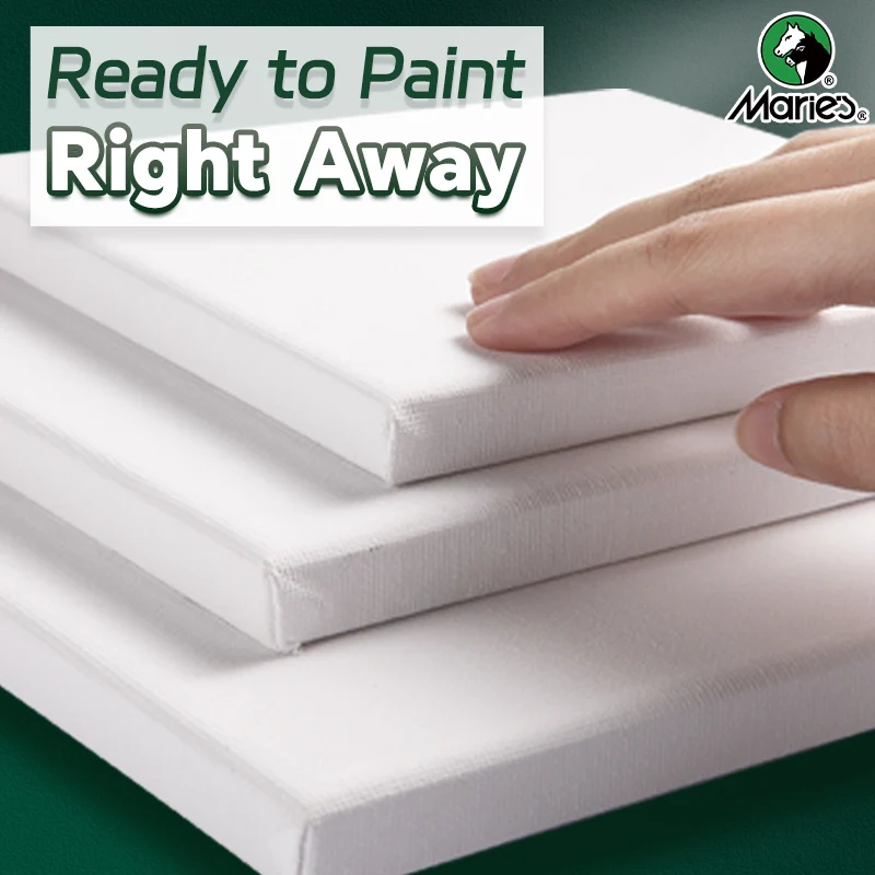 1pc Marie's Stretched Canvas,Primed White Canvas with 6x6/8x8/9x12/12x12/12x16/16x20" and Round 12" for Oil,Acrylic,Tempera