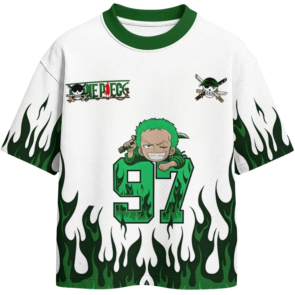 One Piece Luffy Zoro Japanese Anime Football Sports Jersey Kids Cosplay Loose T-Shirt Adult Breathable Quick-Drying Sports Top