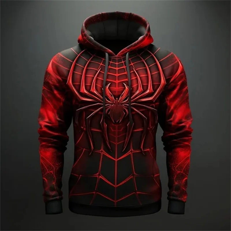 Spider Pattern Men's Fashion Hoodies Long Sleeve Autumn Winter 3D Print Street Hip Hop Sweatshirts 6XL Plus Size Casual Hoodies