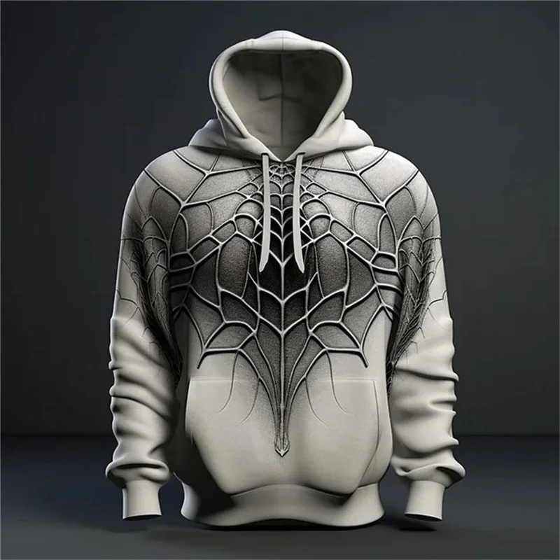 Spider Pattern Men's Fashion Hoodies Long Sleeve Autumn Winter 3D Print Street Hip Hop Sweatshirts 6XL Plus Size Casual Hoodies
