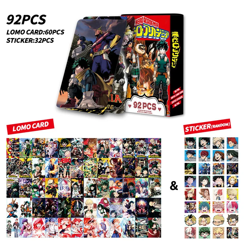 NEW 92 PCS Anime My hero Academy Lomo Card Double-sided Hd Color Printing Picture Collection Card Gifts