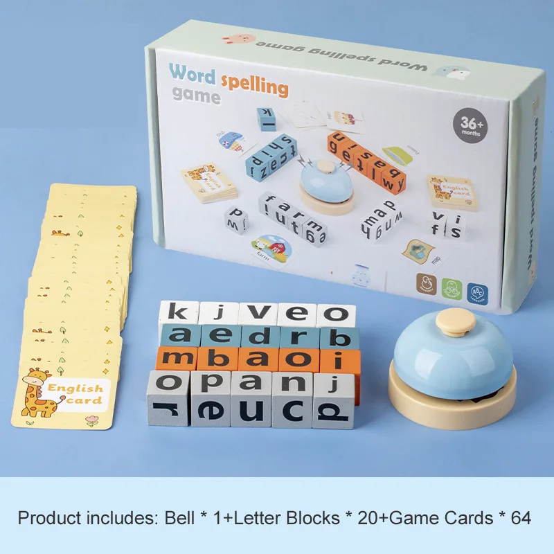 Wooden Animal Matching Spell Word Toy Letter Cognitive Challenge Memory English Word Game Learning Educational Toys For Children
