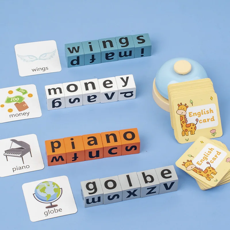 Wooden Animal Matching Spell Word Toy Letter Cognitive Challenge Memory English Word Game Learning Educational Toys For Children