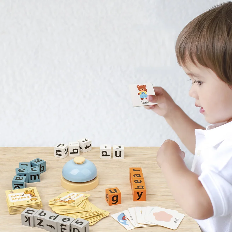Wooden Animal Matching Spell Word Toy Letter Cognitive Challenge Memory English Word Game Learning Educational Toys For Children
