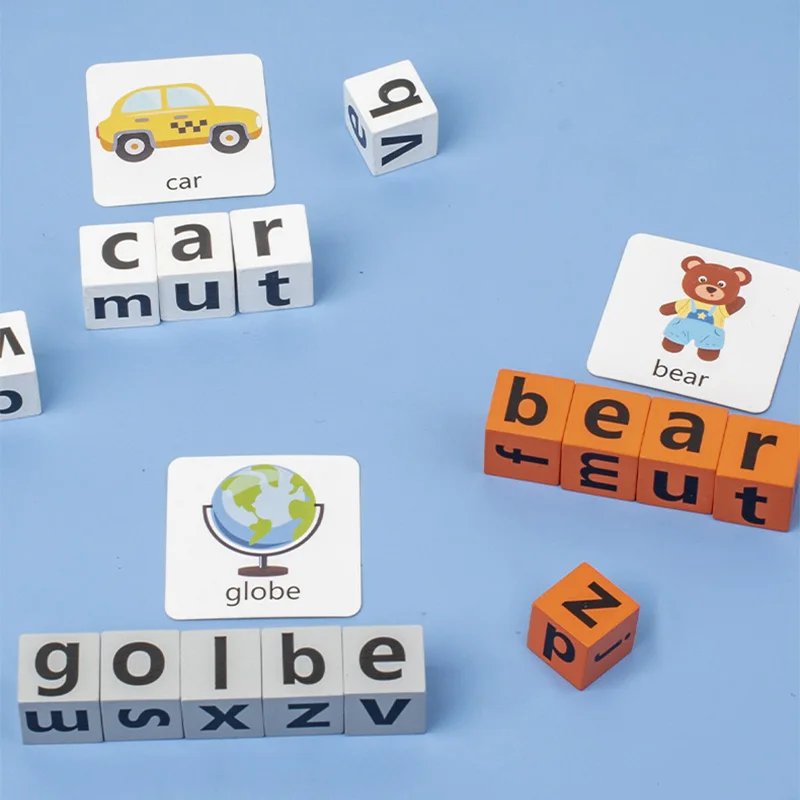 Wooden Animal Matching Spell Word Toy Letter Cognitive Challenge Memory English Word Game Learning Educational Toys For Children