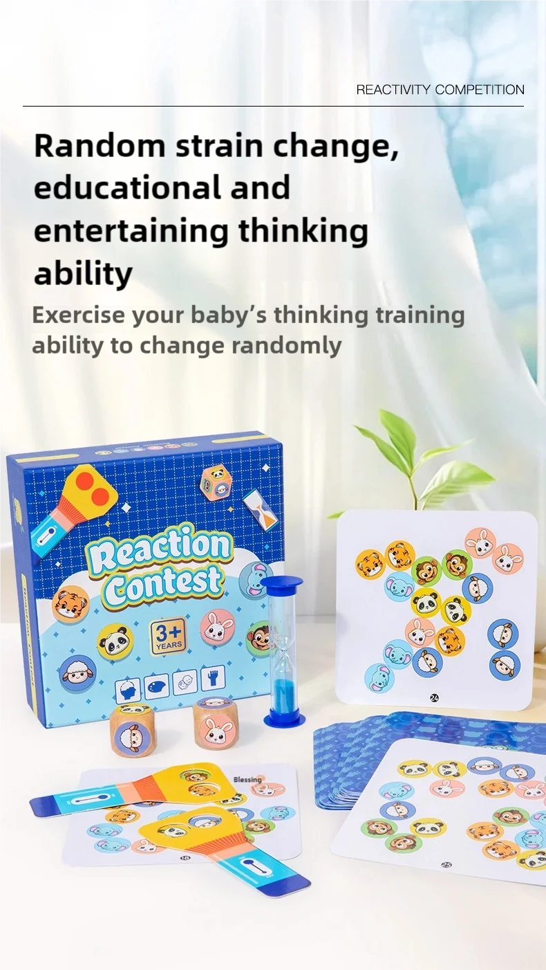 Montessori Toy Animal Board Game for Kids Cognitive Logical Thinking Puzzle Educational Reaction Contest Table Game for Children