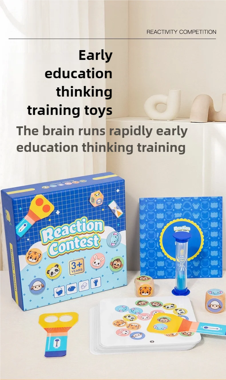 Montessori Toy Animal Board Game for Kids Cognitive Logical Thinking Puzzle Educational Reaction Contest Table Game for Children