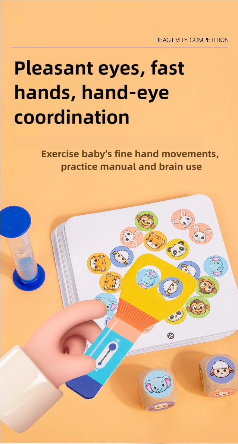 Montessori Toy Animal Board Game for Kids Cognitive Logical Thinking Puzzle Educational Reaction Contest Table Game for Children