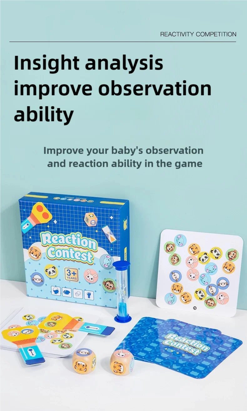 Montessori Toy Animal Board Game for Kids Cognitive Logical Thinking Puzzle Educational Reaction Contest Table Game for Children