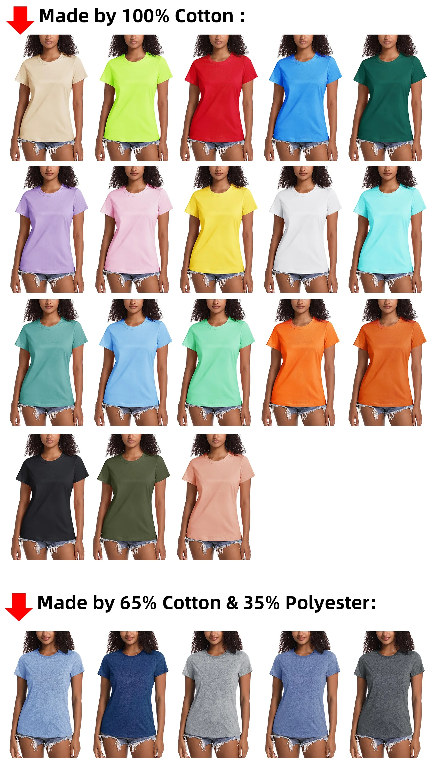 TACVASEN Summer Cotton T-shirts Womens Short Sleeve O-neck Tee Shirts Breathable Moisture Wicking Casual Fashion Basic T Tops