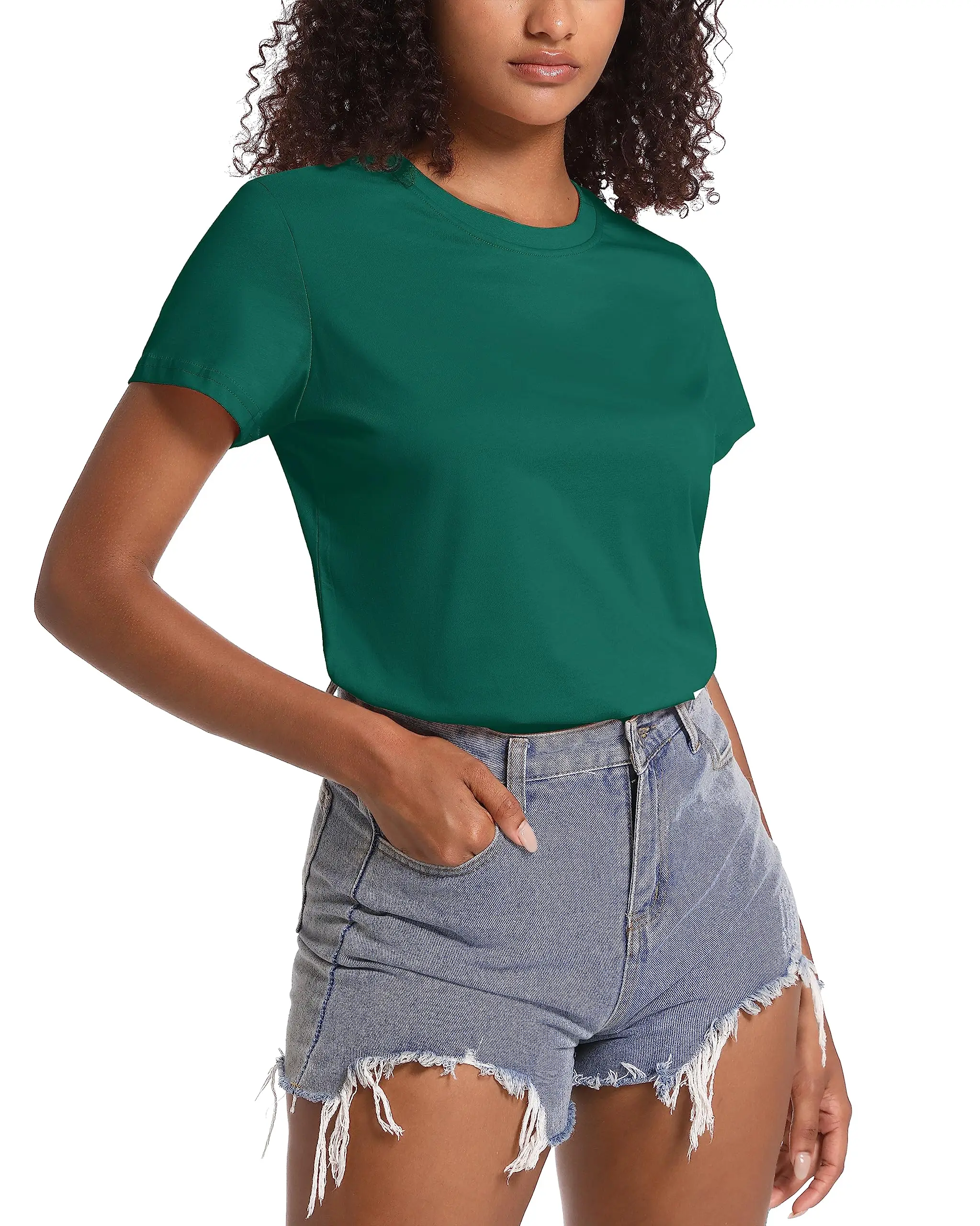 TACVASEN Summer Cotton T-shirts Womens Short Sleeve O-neck Tee Shirts Breathable Moisture Wicking Casual Fashion Basic T Tops